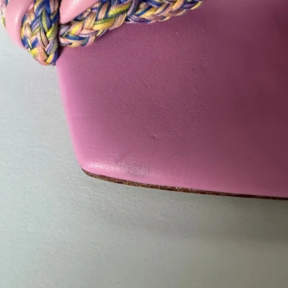 Gianni Bini Bibby woven leather corded square toe heels pink/multicolor 7.5 - Picture 4 of 11